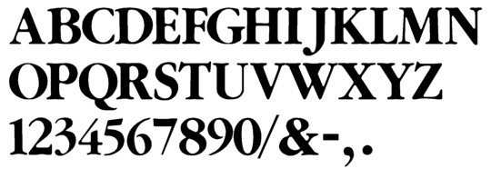 Image of our complete alphabet in Garamond Bold font for cast metal dimensional Letters