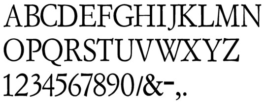 Image of our complete alphabet in Garamond Regular font for cast metal dimensional Letters