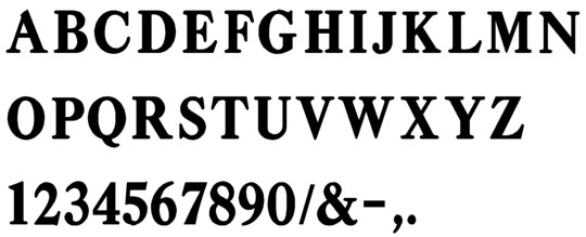 Image of our complete alphabet in Caslon Adbold font Plastic Formed dimensional Letters