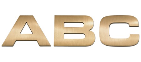 Image of Gemini cast metal letter in EUROSTYLE BOLD EXT font style.