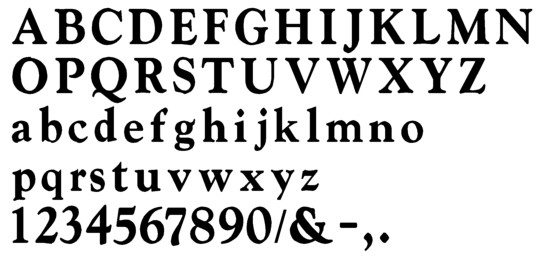 Image of our complete alphabet in Goudy Extra Bold font for cast metal dimensional Letters