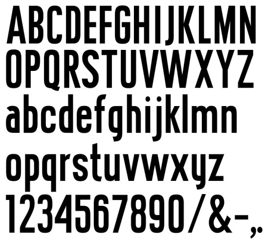 Image of our complete alphabet in Hydropower Extra Condensed font for cast metal dimensional Letters