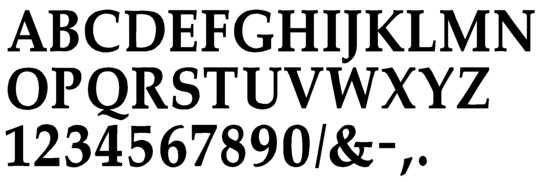 Image of our complete alphabet in Palatino Semibold font for cast metal dimensional Letters