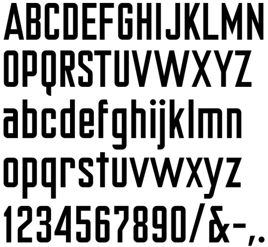 Image of our complete alphabet in Shopaganda Condensed font for cast metal dimensional Letters