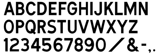 Image of our complete alphabet in Standard Block font for cast metal dimensional Letters