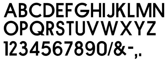 Image of our complete alphabet in Twentieth Century font for cast metal dimensional Letters