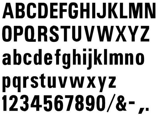 Image of our complete alphabet in Univers 67 font for cast metal dimensional Letters