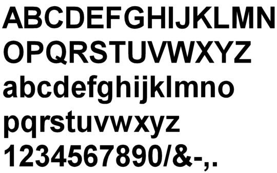 Image of our complete alphabet in Arial Bold font Plastic Formed dimensional Letters