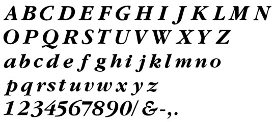 Image of our complete alphabet in Garamond Bold Italic font Plastic Formed dimensional Letters