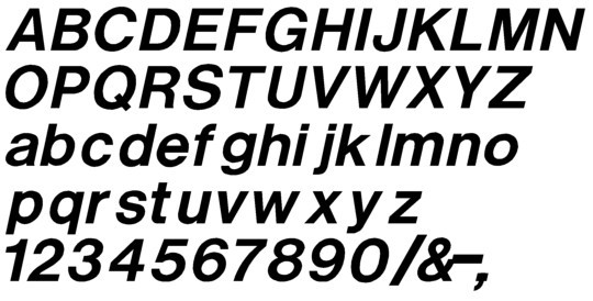 Image of our Helvetica Italic Round font Formed Plastic Letter
