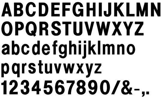 Image of our Helvetica Medium Condensed font Formed Plastic Letter