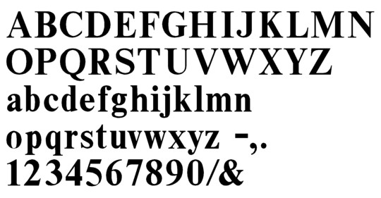 Image of our complete alphabet in Times Bold font Plastic Molded dimensional Letters